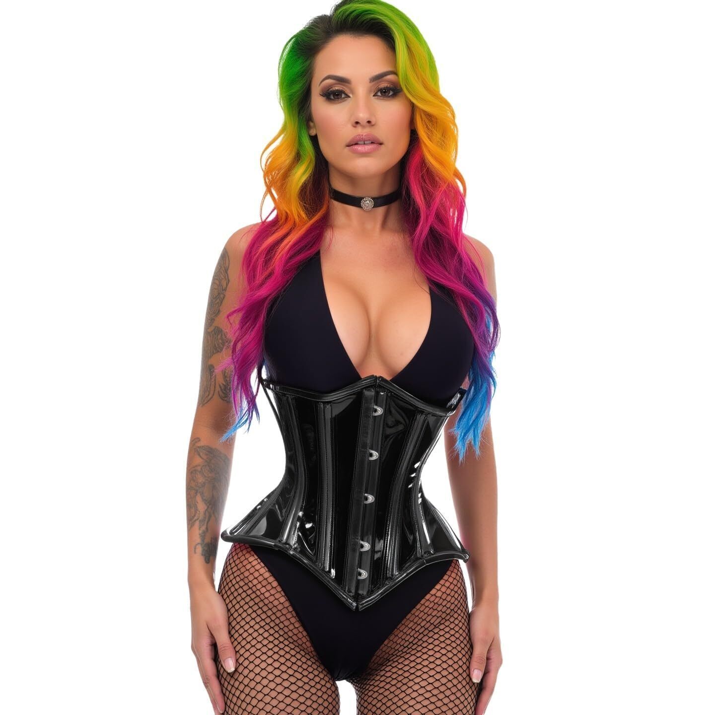 2614 Lavish Black Clear Curvy Underbust Waist Cincher Corset 5x